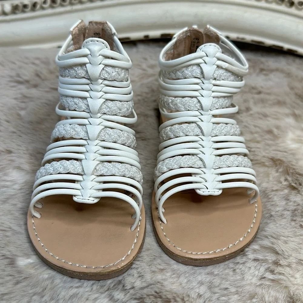 SEYCHELLES | White & Glitter Gladiator Sandals, Size 8